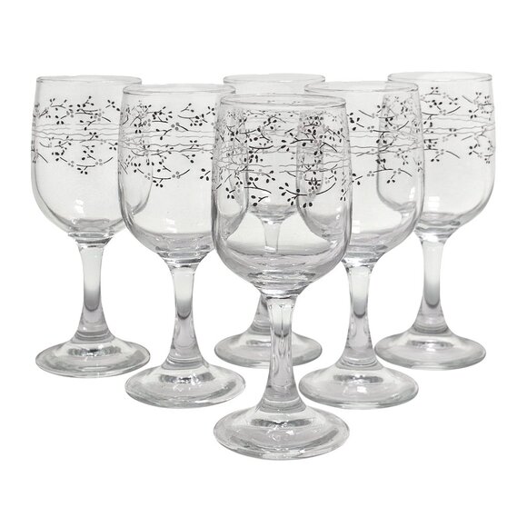 6 Anchor Hocking Hawthorn Goblets 6" wine glasses brown Country Accents 1980s - Picture 5 of 10